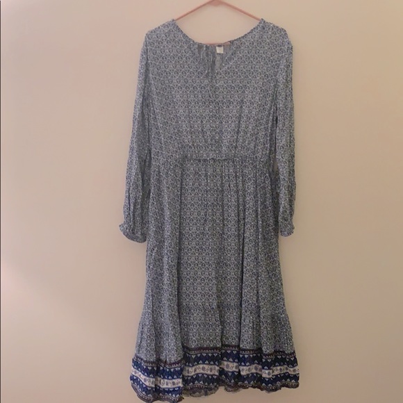 Old Navy Patterned Long Sleeve Midi Dress - Picture 1 of 4